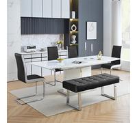 belmonte white dining table large 4 symphony black chairs bench