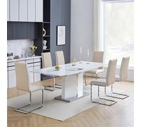 belmonte white dining table large 6 symphony taupe white chairs