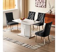 belmonte white gloss extending dining table 4 imperial black chairs