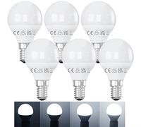 Belns Melns E14 LED Bulbs Dimmable, 6500K Daylight White, 5W (Equivalent to 40W), Small Edison Screw (SES) Golf Ball - Flicker Free Dimmable - Pack of 6
