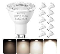 Belns Melns GU10 LED Bulbs Dimmable, Natural White 4000K, 50W Halogen Spotlight Replacement, 4.9W Dimmable GU10 LED Bulbs, 220-240V 350lm 38° Narrow Beam Angle - Pack of 10