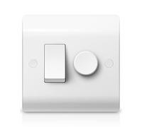 Belns Melns LED Dimmer and Rocker Wall Light Switch Combo 2 Gang 2 Way Switch Trailing Edge Dimmer for LED/Halogen/Incandescent Lights