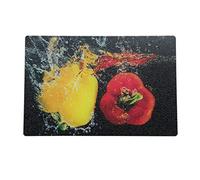 BELOFAY 30x20cm Pack of 1 Vegetable Design Tempered Glass Chopping Board | 5mm Toughened Glass Cutting Board | Worktop Saver, Non-Slip, Long Lasting, Round Corner, Smooth Edges, Scratch Resistant