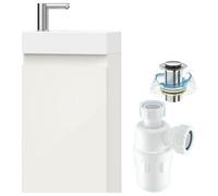 Belofay 400mm Bathroom Vanity Unit With Basin, White Ceramic Bathroom Sink With Trap And Waste, No Tap Included(Denvor White)