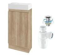 Belofay 400mm Bathroom Vanity Unit With Basin, White Ceramic Bathroom Sink With Trap And Waste, No Tap Included(Denvor Terracotta)
