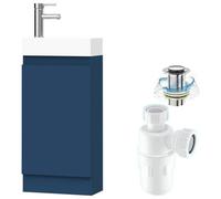 Belofay 400mm Bathroom Vanity Unit With Basin, White Ceramic Bathroom Sink With Trap And Waste, No Tap Included(Denvor Blue)