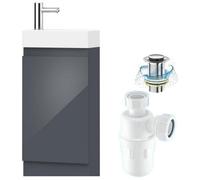 Belofay 400mm Bathroom Vanity Unit With Basin, White Ceramic Bathroom Sink With Trap And Waste, No Tap Included(Denvor Grey)