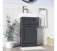 Belofay 400mm Bathroom Vanity Units With Basin With White Ceramic Bathroom Sink Soft Close Hinges & 1 Tap Hole (Crawley Grey)