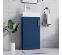 Belofay 400mm Bathroom Vanity Units With Basin With White Ceramic Bathroom Sink Soft Close Hinges & 1 Tap Hole (New York Blue)