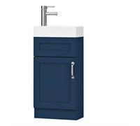 Belofay 400mm Bathroom Vanity Units With Basin With White Ceramic Bathroom Sink Soft Close Hinges & 1 Tap Hole (Crawley Blue)