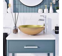 Belofay 42X14X42 Cm Flash Glass Bathroom Counter Top Wash Basin Sink, Modern Design Glass Bowl Cloakroom Basin