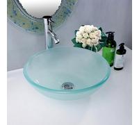 Belofay 42X14X42 Cm Frosted Glass Bathroom Counter Top Wash Basin Sink, Modern Design Glass Bowl Cloakroom Basin