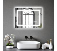 BELOFAY 450x600mm Bathroom LED Mirror, Illuminated Bathroom Toughened Mirror with LED Lights, Dimmable, Anti-fog, Shatter-Proof, Tempered, Wall Mirrors, with Demister Pad Clara