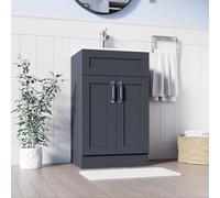 Belofay 500mm Bathroom Vanity Units With Basin With White Ceramic Bathroom Sink Soft Close Hinges & 1 Tap Hole (Crawley Grey)