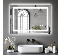 BELOFAY 500x700mm Bathroom LED Mirror, Illuminated Bathroom Toughened Mirror with LED Lights, Dimmable, Anti-fog, Shatter-Proof, Tempered, Wall Mirrors, with Demister Pad Clara