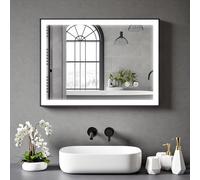 BELOFAY 500x700mm Black Framed LED Bathroom Mirror, Illuminated Bathroom Toughened Mirror with LED Lights, Dimmable, Anti-fog, Shatter-Proof, Tempered Wall Mirrors, with Demister Pad Lucian