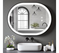 BELOFAY 500x700mm Black Framed Oval Bathroom LED Mirror, Illuminated Bathroom Oval Toughened Mirror with LED Lights Dimmable Anti-fog Shatter-Proof Tempered Wall Mirrors with Demister Pad (Amias)