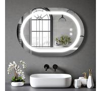 BELOFAY 500x700mm Oval Bathroom LED Mirror, Illuminated, Bathroom, Toughened, Mirror with LED Lights, Dimmable, Anti-fog, Shatter-Proof, Tempered Wall Mirrors, with Demister Pad Ava