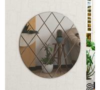Belofay 50Cm Round Grey Wall Mirror Interiors Art Deco Glass Design Modern Wall-Mounted Mirrors For Home And Office