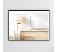 BELOFAY 50x70cm Large Modern Rectangular Mirror Black Aluminium 4mm thick | Metal Framed HD Glass Wall Mirror for Makeup Bathroom Living Room