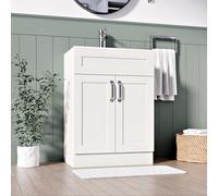 Belofay 600mm Bathroom Vanity Units With Basin With White Ceramic Bathroom Sink Soft Close Hinges & 1 Tap Hole (Crawley White)