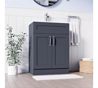 Belofay 600mm Bathroom Vanity Units With Basin With White Ceramic Bathroom Sink Soft Close Hinges & 1 Tap Hole (Crawley Grey)