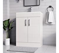 Belofay 600mm New York White Laquered Cloakroom Vanity Unit With Basin, With 1 Tap Hole Ceramic Basin And Soft Close Hinges
