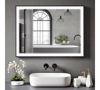 BELOFAY 600x800mm Black Framed, Bathroom Mirror with LED Lights, Illuminated Bathroom Mirror with LED Lights, Dimmable, Anti-fog, Shatter-Proof Tempered, Wall Mirrors, with Demister Pad Lucian