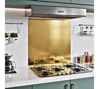 Belofay 60X25Cm 1mm Thick Stainless Steel Splashback For Kitchen With Golden Brushed Finish With Adhesice/glue Included