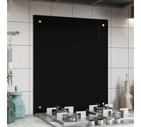 Belofay 60X70Cm Black Tempered Glass Kitchen Splashback 6mm Toughened Glass Heat Resistant Splashbacks Pre-Drilled With Fixing