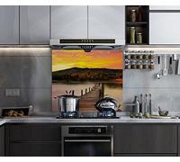 BELOFAY 60x70cm Modern Art Design 6mm Tempered Glass Splashback for Kitchen, Toughened Glass Heat Resistant Splashbacks for Cookers