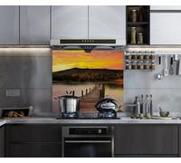Belofay 60X70Cm Modern Art Design 6mm Tempered Glass Splashback For Kitchen, Toughened Glass Heat Resistant