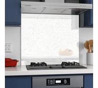 Belofay 60X70Cm White Sparkles Tempered Glass Splashback For Kitchen, 6mm Toughened Glass Heat Resistant Splashbacks