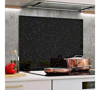 Belofay 6mm Black Sparkle Toughened Glass Heat Resistant Kitchen Splashback 60X70 Cm