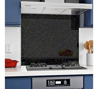 BELOFAY 6mm Tempered Glass Splashback for Kitchen, 6mm Toughened Glass Heat Resistant Splashbacks for Cookers (60X60, Black Sparkles)