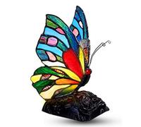 Belofay 8 Inches Butterfly Tiffany Table Lamps, Stained Glass Handmade Tiffany Vintage Bedside Table Lamps 13 Inches Height