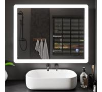 BELOFAY Bathroom LED Mirror Illuminated bathroom Mirror with LED Lights Dimmable Anti-fog Tempered Wall Mirrors with Demister Pad (450x600mm, Atlanta)