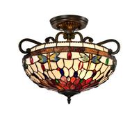 BELOFAY Belofy Dragonfly Style Tiffany Ceiling Light Stained Glass Handmade Uplighter Shade Ceiling Lights For Living Room Bedroom