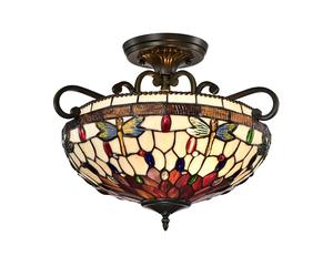 BELOFAY BELOFY Dragonfly Style Tiffany Ceiling Light Stained Glass Handmade Uplighter Shade Ceiling Lights for Living Room Bedroom | 16x11 inches (WxH)