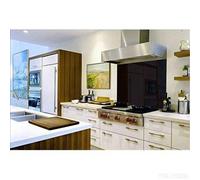 BELOFAY Black Splashbacks for Cookers with Glue, Toughened Glass Heat Resistant Splashback for Kitchen (Black, 6065B)