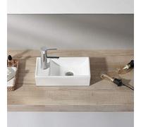 Belofay Ceramic Bathroom Sink Cloakroom Basin, Classic Design Gloss White Countertop Sink With Tap, Bottle Trap & Pop-Up Waste