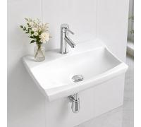 Belofay Ceramic Wall Mounted Bathroom Sink, Rectangular Wall Hung Basin For Cloakroom & Vanity (10X49X33Cm)
