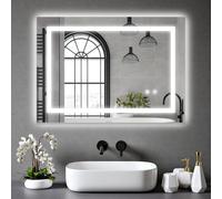 Belofay Clara Bathroom Led Mirror, Illuminated Bathroom Toughened Mirror With Led Lights Dimmable Anti-Fog