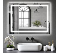 Belofay Clara Bathroom Led Mirror, Illuminated Bathroom Toughened Mirror With Led Lights Dimmable Anti-Fog