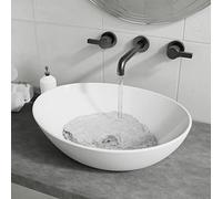 BELOFAY Counter Top Bathroom Sink Basin - Modern White Ceramic Wash Basin with Scratch-Resistant Gloss Surface - Sink basins for Cloakroom,Vanity Cabinet and Bathrooms (Oval 1)