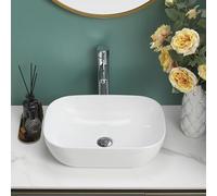 BELOFAY Counter Top Bathroom Sink Basin - Modern White Ceramic Wash Basin with Scratch-Resistant Gloss Surface - Sink basins for Cloakroom,Vanity Cabinet and Bathrooms (Oval 3)