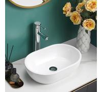 BELOFAY Counter Top Bathroom Sink Basin - Modern White Ceramic Wash Basin with Scratch-Resistant Gloss Surface - Sink basins for Cloakroom,Vanity Cabinet and Bathrooms (Oval 2)