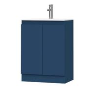 Belofay Denvor Blue 600mm Floor Standing Bathroom Vanity Unit With Basin - Laquered Cloakroom Vanity Unit With 1 Tap Hole Ceramic