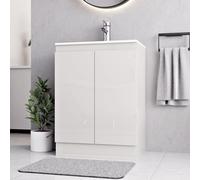 Belofay Denvor White 600mm Floor Standing Bathroom Vanity Unit With Basin - Cloakroom Vanity Unit With 1 Tap Hole Basin