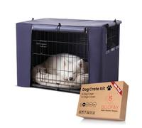 BELOFAY Dog Crate with Crate Cover | Heavy-Duty Metal 30" Dog Cage with Dual Doors, Foldable Frame, Chew-Resistant Tray & 600D Oxford Waterproof Cover with Vent Panels - Ideal for Puppy Travel